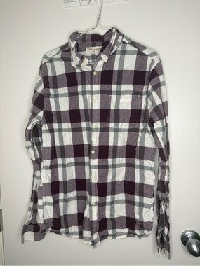 Urban Outfitters Men’s Mauve, Black & White Plaid Button-Down Shirt Medium